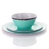 12-Piece Melamine Plates Bowls Dinnerware Set In Turquoise Blue - Service For 4