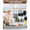 Ceiling Mounted 36-Inch Wooden Pot Rack With 4 Pan Hanging Hooks And 2 Swivel Hooks