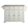 White Kitchen Island Storage Cabinet With Solid Wood Top