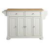White Kitchen Island Storage Cabinet With Solid Wood Top