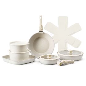 17 Piece Pots and Pans Set Nonstick, Detachable Handle Cookware, Space Saving Induction cookware set, Kitchen RV Cooking Sets, with Frying, Sauce