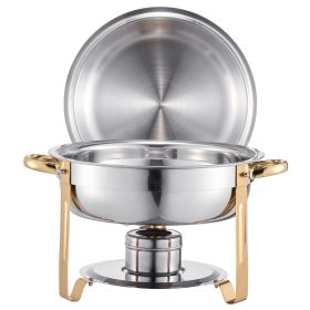 Chafing Dish Buffet Set, 5 Qt 4 Pack, Stainless Steel Chafer with 4 Full Size Pans, Round Catering Warmer Server with Lid Water Pan Folding Stand Clip