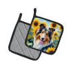 Collie in Sunflowers Pair of Pot Holders Kitchen Heat Resistant Pot Holders Sets Oven Hot Pads for Cooking Baking BBQ, 7 1/2 x 7 1/2