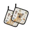 Fawn Boerboel Coffee Bar Pair of Pot Holders Pair 7.5x7.5 Quilted Insulated Hot Pads Decorative Kitchen Gift Made in USA