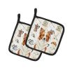 Red and White Border Collie Coffee Bar Pair of Pot Holders Pair 7.5x7.5 Quilted Insulated Hot Pads Decorative Kitchen Gift Made in USA