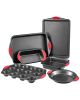 Baking Pans Set, 6-Piece, Nonstick Carbon Steel Cookware Sheets & Trays, Stackable Kitchen Oven Bakeware Cooking Sets with Silicone Handles