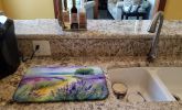 Lavender in Watercolor Dish Drying Mat Absorbent Dish Drying Mat Pad for Kitchen Counter Dish Drainer Mat for Countertop, 14 x 21", Multicolor