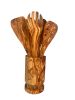 Olive Wood Kitchen Utensil Set with Holder - 6 Piece Hand Carved Wooden Cooking Spoons and Spatula Tools Set for Cooking, Serving