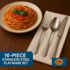 16-Piece Luxury Premium Silverware Dinnerware Tableware Set for Home - Stainless Steel Flatware Service for 4 with Forks, Knives, Spoons