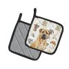 Fawn Boerboel Coffee Bar Pair of Pot Holders Pair 7.5x7.5 Quilted Insulated Hot Pads Decorative Kitchen Gift Made in USA