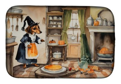 Dachshund Fall Kitchen Pumpkins Dish Drying Mat Absorbent Dish Drying Mat Pad for Kitchen Counter Dish Drainer Mat for Countertop, 14 x 21"