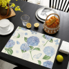 Spring Floral Pattern Heat Insulation Placemats, Washable Linen Texture Table Mats for Kitchen and Dining Room