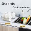 1pc Drain Rack; Drain Basket; Stainless Steel Kitchen Basket; Home Utensil Holder; Sink Basket; Retractable Sink Rack Suitable For Rectangular Si